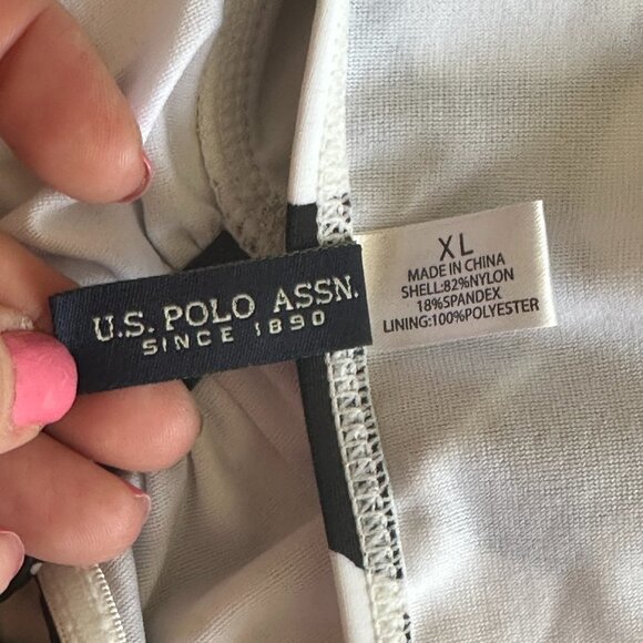 Women's XL NWT US Polo Assn. Swimsuit Black White Floral Cutouts Halter - Picture 12 of 14
